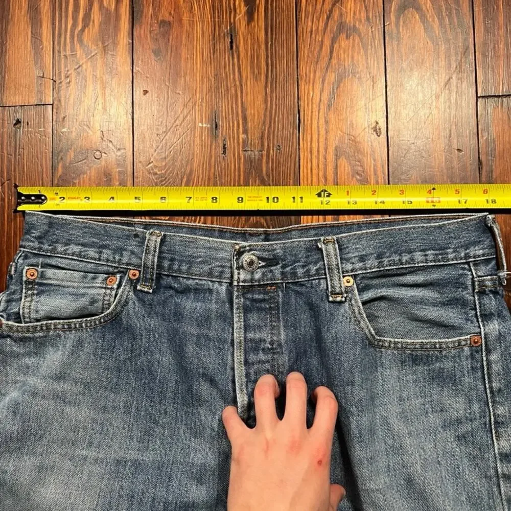 Levi's 501 36x32 Y2K Distressed Jeans Blue Regular